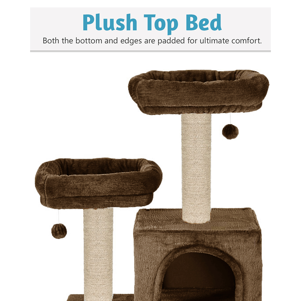 Furrlovers Multilevel Cat Tree with Condo, Perches & Jute Rope Scratching Posts (Brown)