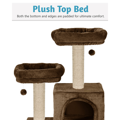 Furrlovers Multilevel Cat Tree with Condo, Perches & Jute Rope Scratching Posts (Brown)