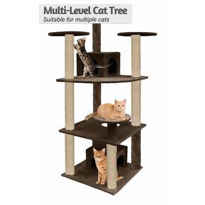 Furrlovers Multilevel Cat Tree with Condo & Jute Rope Scratching Posts (Brown)