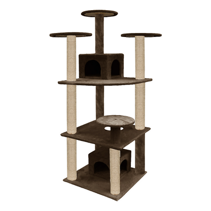 Furrlovers Multilevel Cat Tree with Condo & Jute Rope Scratching Posts (Brown)