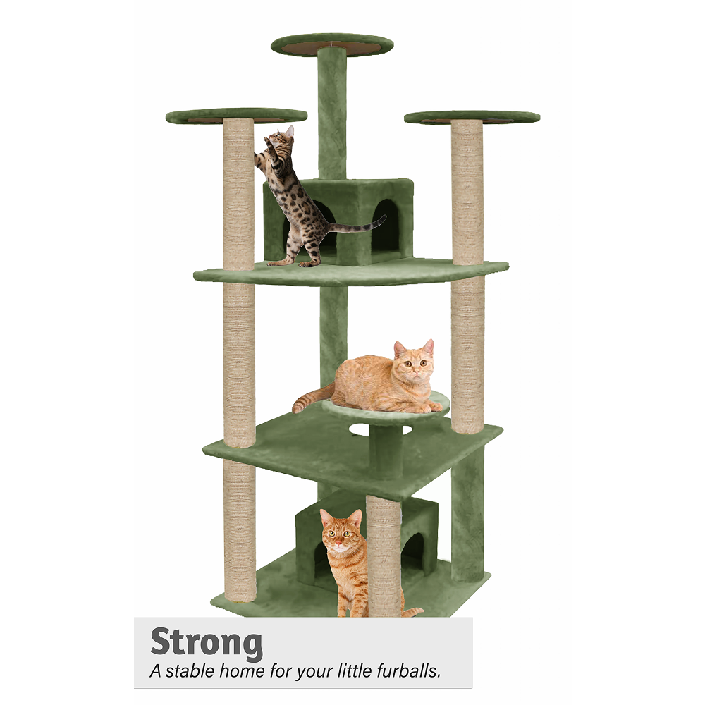 Furrlovers Multilevel Cat Tree with Condo & Jute Rope Scratching Posts (Green)