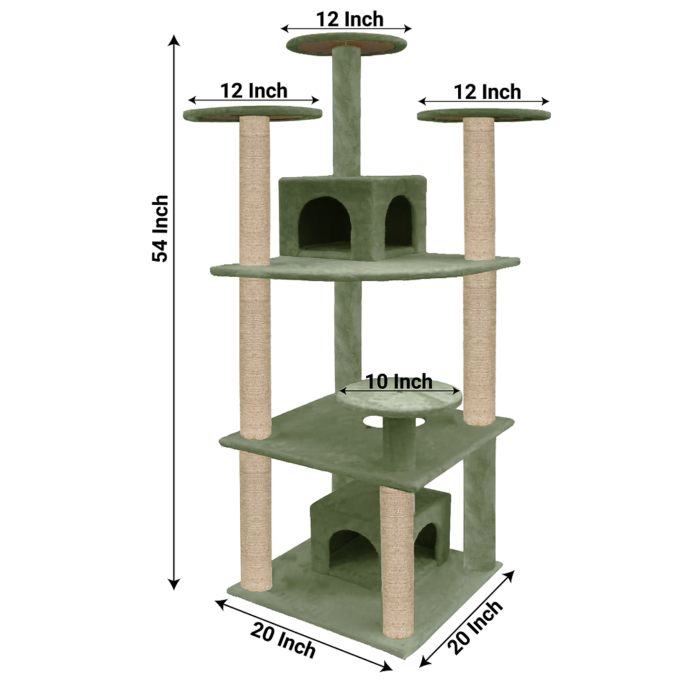 Furrlovers Multilevel Cat Tree with Condo & Jute Rope Scratching Posts (Green)