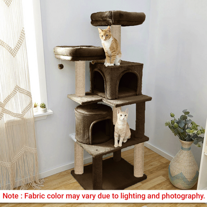 Furrlovers Multilevel Cat Tree with Condo, Perches & Jute Rope Scratching Posts (Brown)