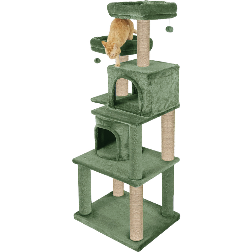 Furrlovers Multilevel Cat Tree with Condo, Perches & Jute Rope Scratching Posts (Green)