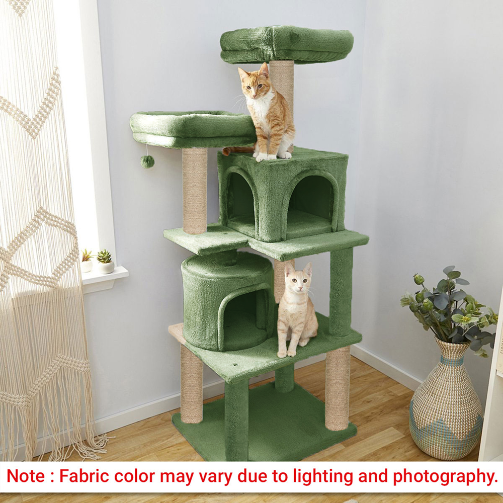 Furrlovers Multilevel Cat Tree with Condo, Perches & Jute Rope Scratching Posts (Green)