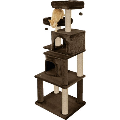 Furrlovers Multilevel Cat Tree with Condo, Perches & Jute Rope Scratching Posts (Brown)