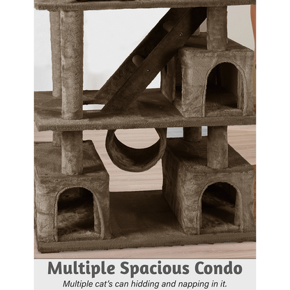 Furrlovers Multilevel Cat Tree with Ladder, Tunnel & Jute Rope Scratching Posts (Brown)