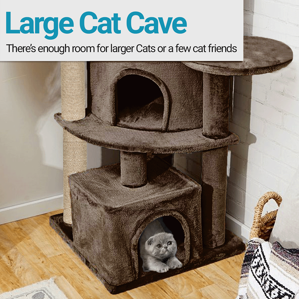 Furrlovers Multilevel Cat Tree with Scratching Posts, Condo & Top Bed with Jute Rope (Brown)