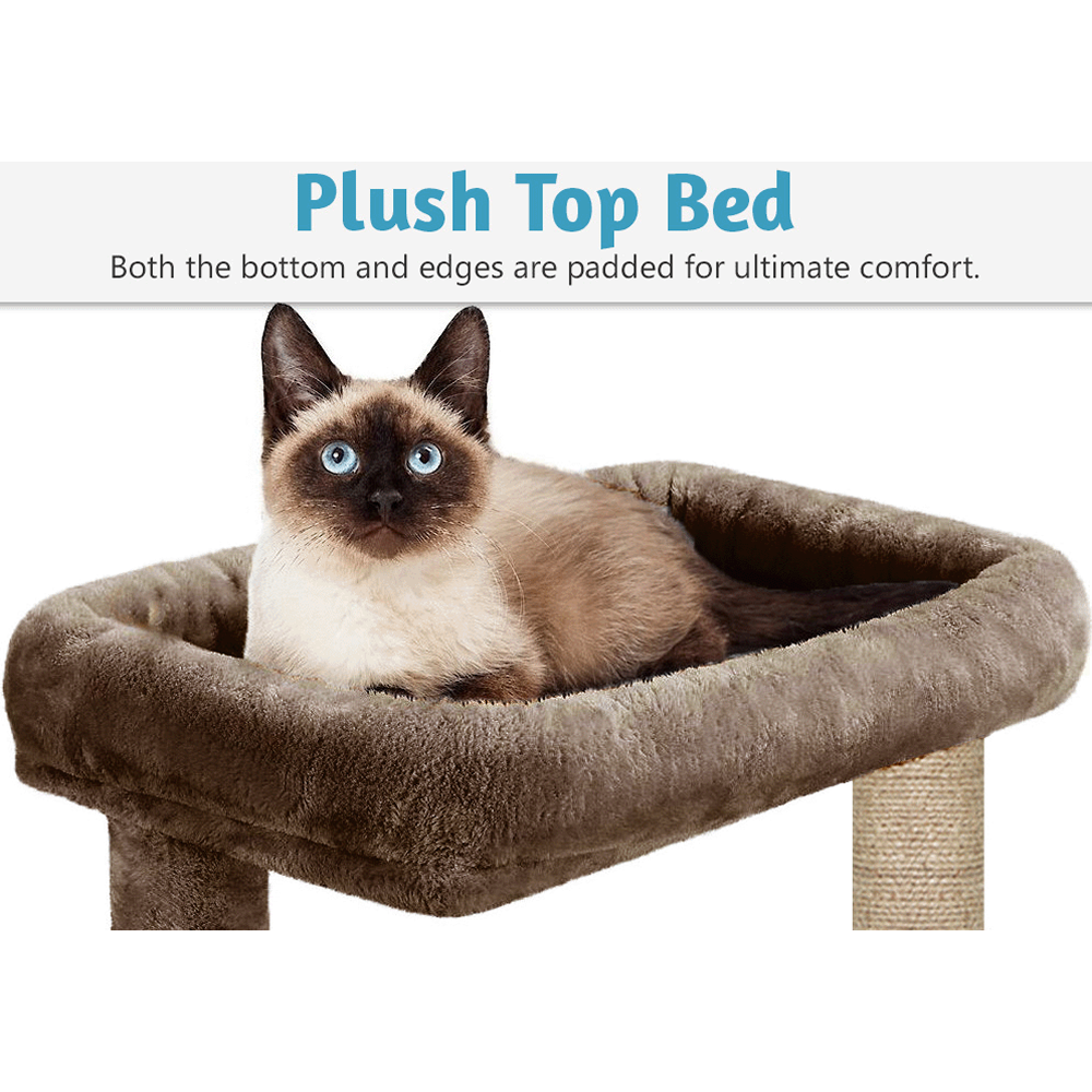 Furrlovers Multilevel Cat Tree with Scratching Posts, Condo & Top Bed with Jute Rope (Brown)