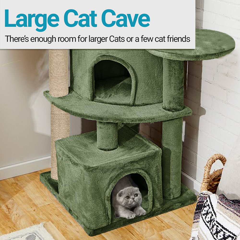 Furrlovers Multilevel Cat Tree with Scratching Posts, Condo & Top Bed with Jute Rope (Green)