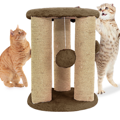 Furrlovers Natural Sisal & Scratching Post with Hanging Balls Playing Activity Tree for Cats (Brown)