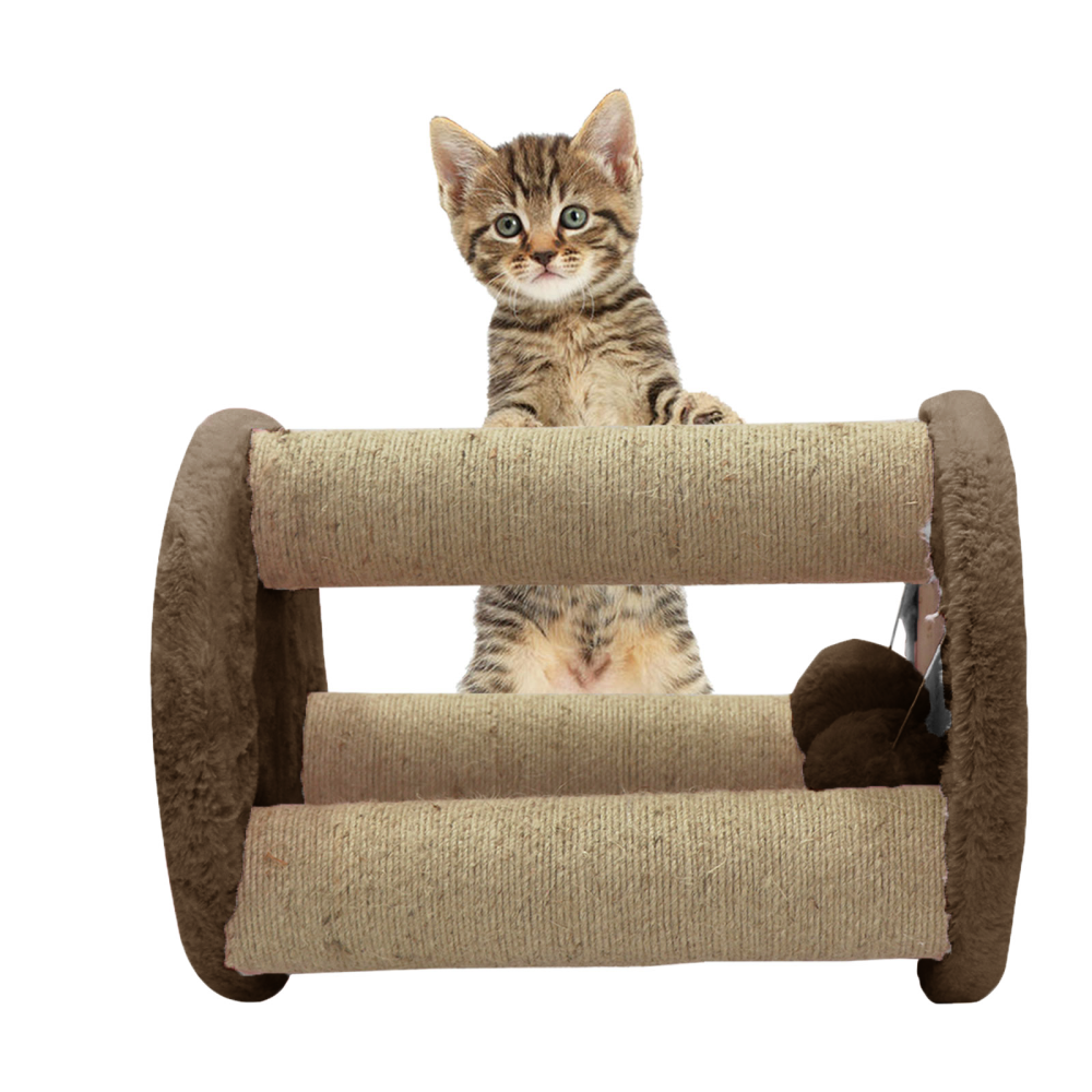 Furrlovers Natural Sisal & Scratching Post with Hanging Balls Playing Activity Tree for Cats (Brown)