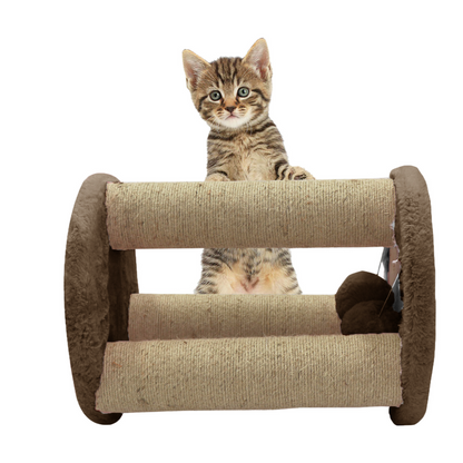 Furrlovers Natural Sisal & Scratching Post with Hanging Balls Playing Activity Tree for Cats (Brown)