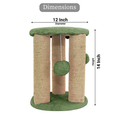 Furrlovers Natural Sisal & Scratching Post with Hanging Balls Playing Activity Tree for Cats (Green)