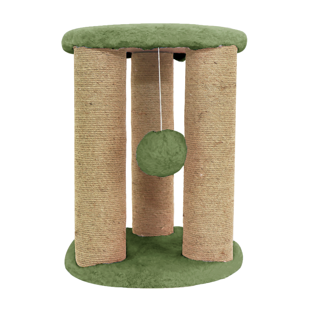 Furrlovers Natural Sisal & Scratching Post with Hanging Balls Playing Activity Tree for Cats (Green)