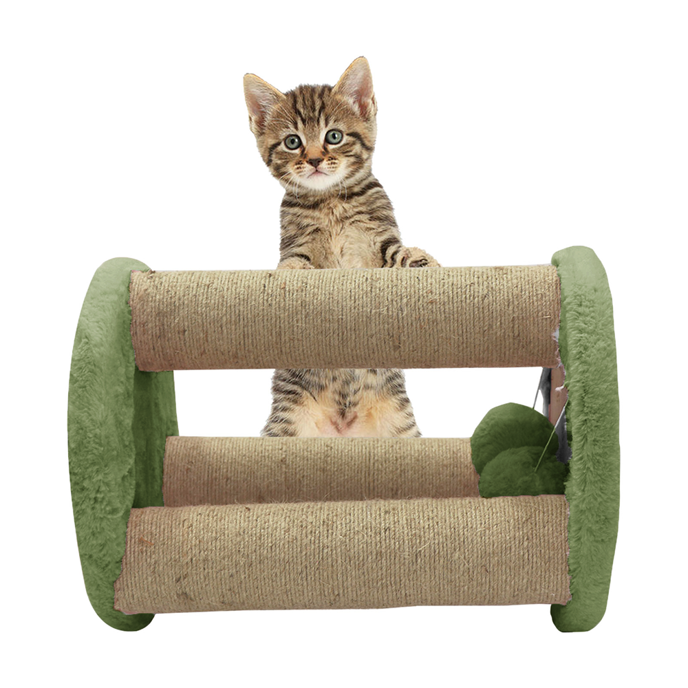 Furrlovers Natural Sisal & Scratching Post with Hanging Balls Playing Activity Tree for Cats (Green)