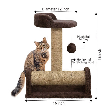 Furrlovers Soft Fur & Dual Jute Rope Scratching Post Tree for Cats (Brown)