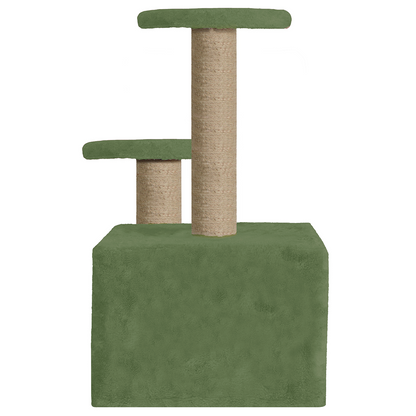Furrlovers Soft Fur Activity Cat Tree with Natural Sisal Rope, Condo, Sisal Scratching Post & Hanging Ball Toys for Cats and Kittens (Green)