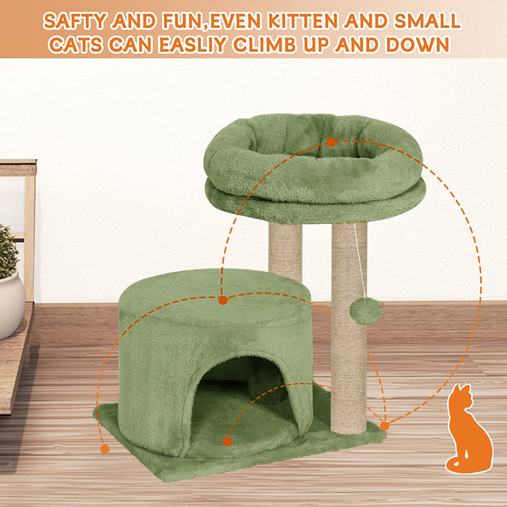 Furrlovers Tree with Condo & Elevated Perch for Cats (Green)