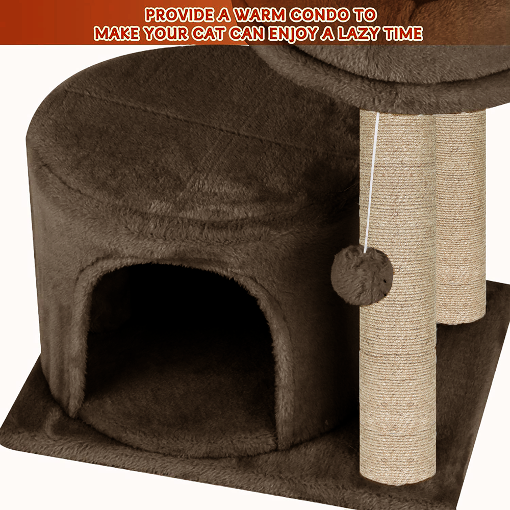 Furrlovers Tree with Condo & Elevated Perch for Cats (Brown)