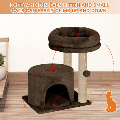 Furrlovers Tree with Condo & Elevated Perch for Cats (Brown)