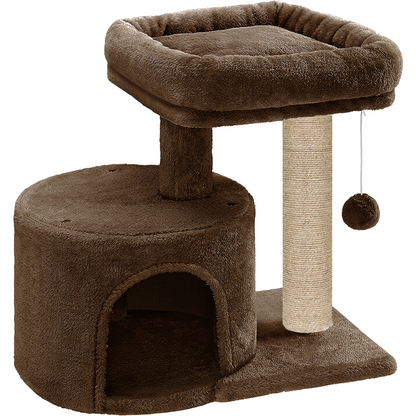 Furrlovers Tree with Scratching Post Condo and Toy Ball for Cats (Brown)