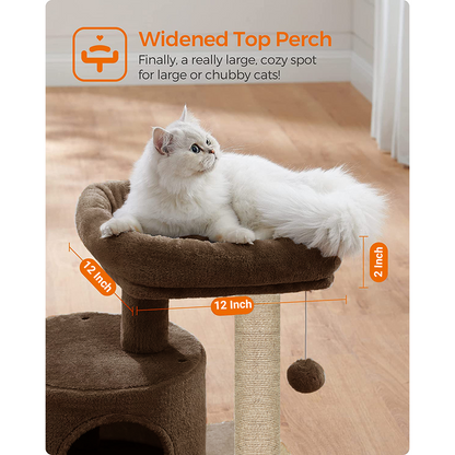 Furrlovers Tree with Scratching Post Condo and Toy Ball for Cats (Brown)