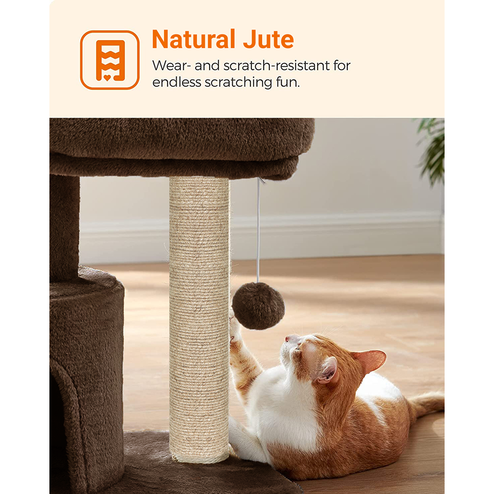 Furrlovers Tree with Scratching Post Condo and Toy Ball for Cats (Brown)
