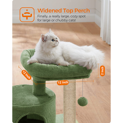 Furrlovers Tree with Scratching Post Condo and Toy Ball for Cats (Green)