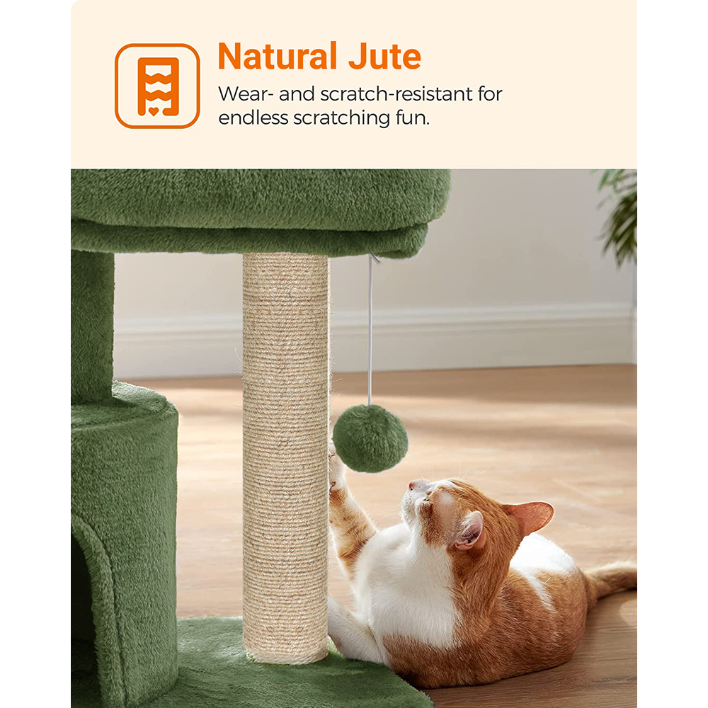 Furrlovers Tree with Scratching Post Condo and Toy Ball for Cats (Green)