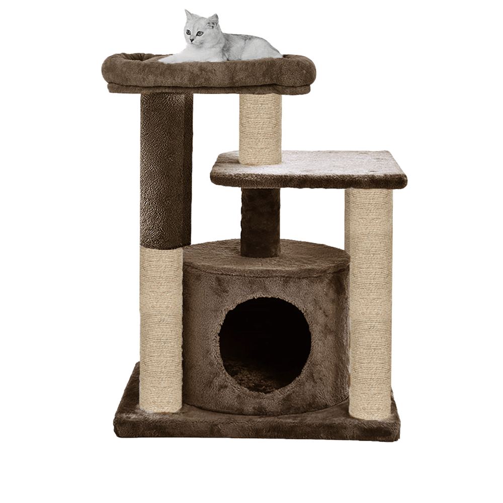 Furrlovers Cat Tree with Condo, Top Perch & Jute Rope Scratching Posts (Brown)