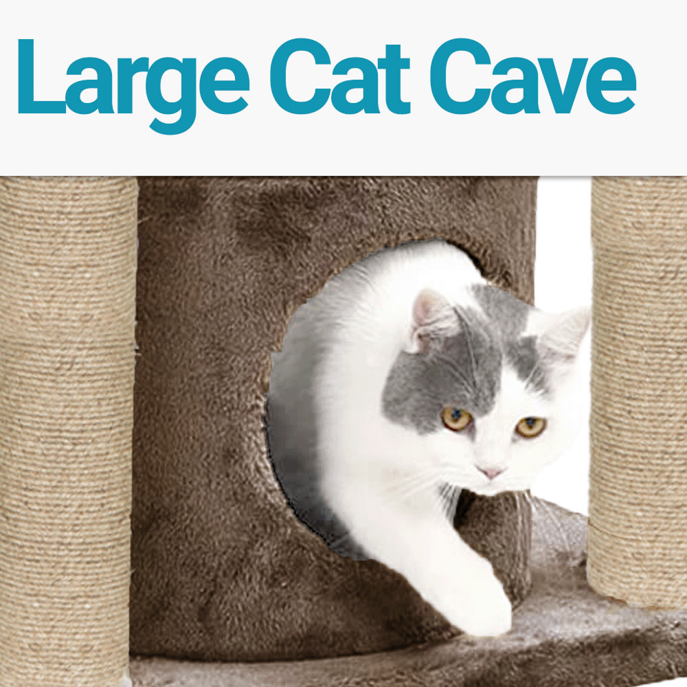 Furrlovers Cat Tree with Condo, Top Perch & Jute Rope Scratching Posts (Brown)