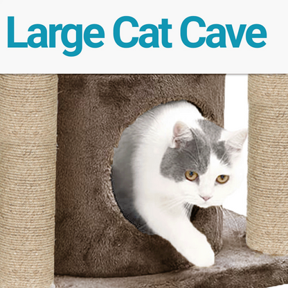 Furrlovers Cat Tree with Condo, Top Perch & Jute Rope Scratching Posts (Brown)