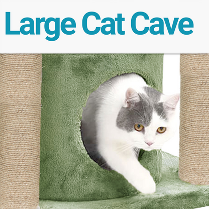 Furrlovers Cat Tree with Condo, Top Perch & Jute Rope Scratching Posts (Green)