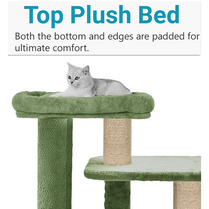 Furrlovers Cat Tree with Condo, Top Perch & Jute Rope Scratching Posts (Green)