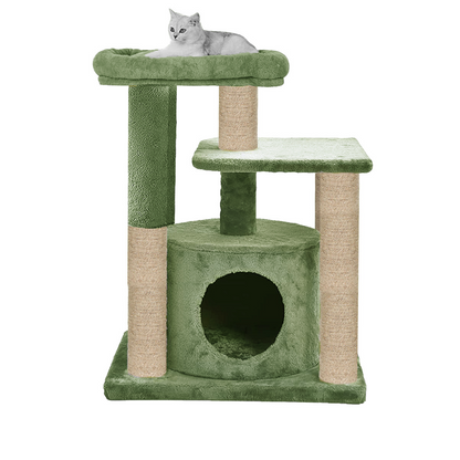 Furrlovers Cat Tree with Condo, Top Perch & Jute Rope Scratching Posts (Green)