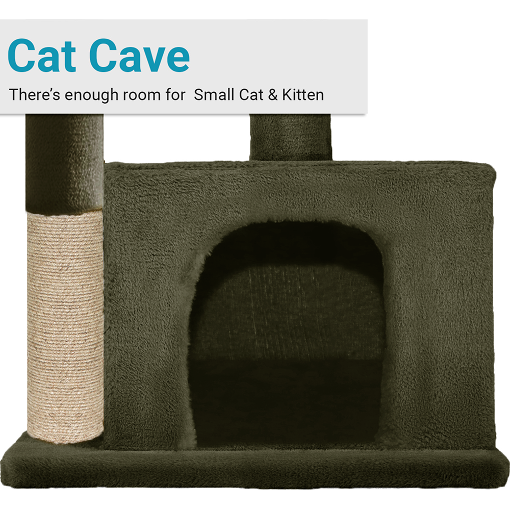 Furrlovers Plush Condo Cat Tree with Top Perch, Hanging Ball & Scratching Post (Green)