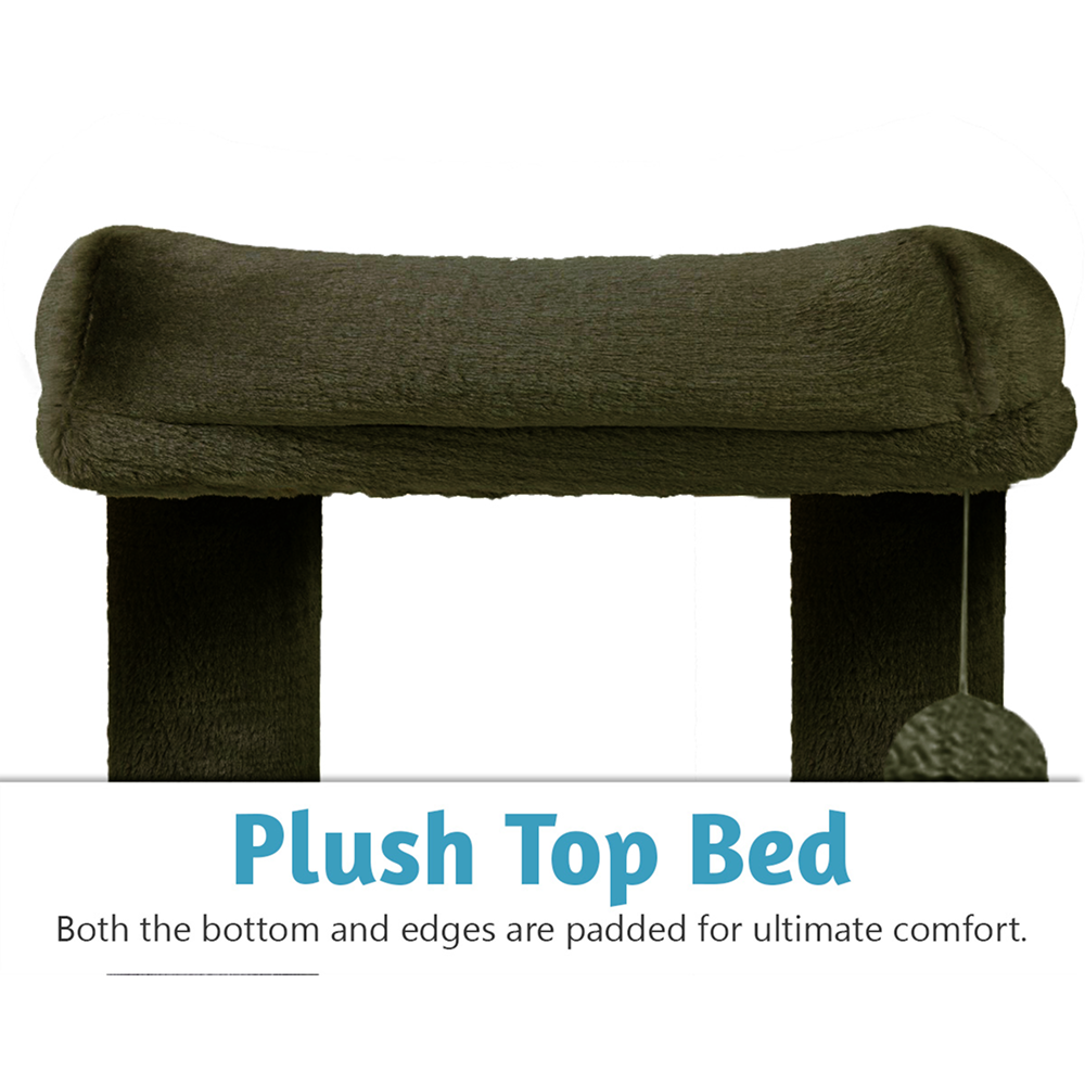 Furrlovers Plush Condo Cat Tree with Top Perch, Hanging Ball & Scratching Post (Green)