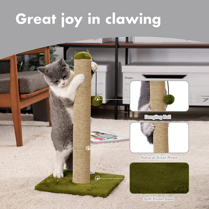 Furrlovers Cat & Kitten Scratching Post Tree with Hammock, Toy & Jute Rope (Green)