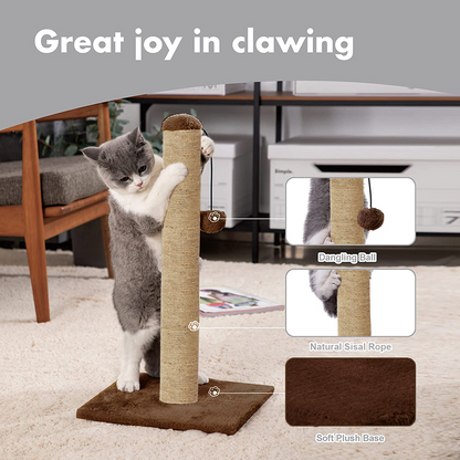 Furrlovers Cat & Kitten Scratching Post Tree with Hammock, Toy & Jute Rope (Brown)