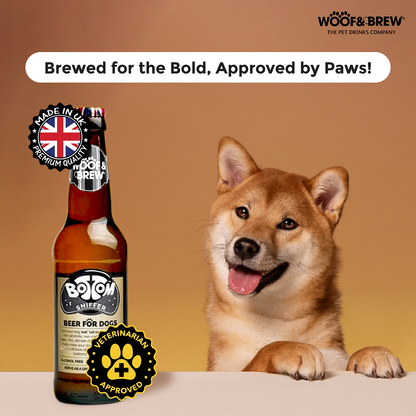 Woof & Brew Bottom Sniffer Non Alcoholic Chicken & Malt Original Beer for Dogs