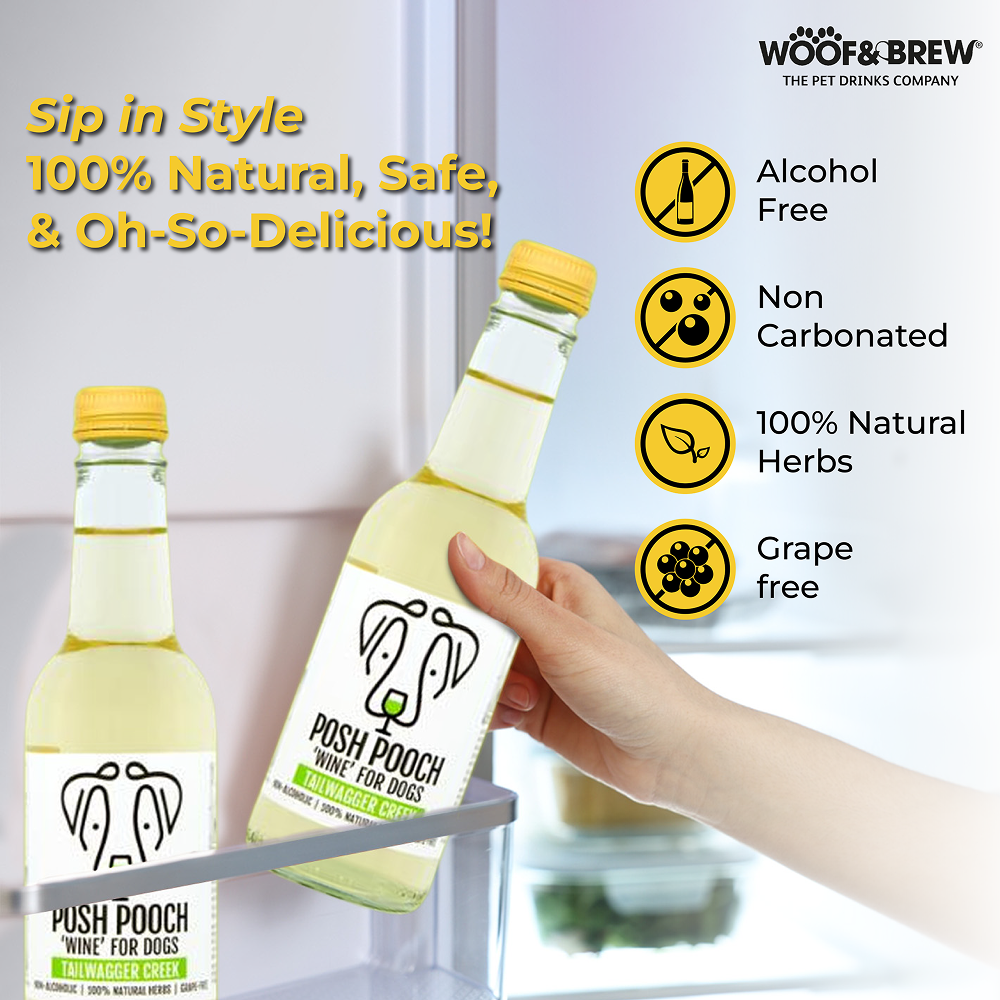 Woof & Brew Posh Pooch Tailwagger Creek Non Alcoholic White Wine for Dogs