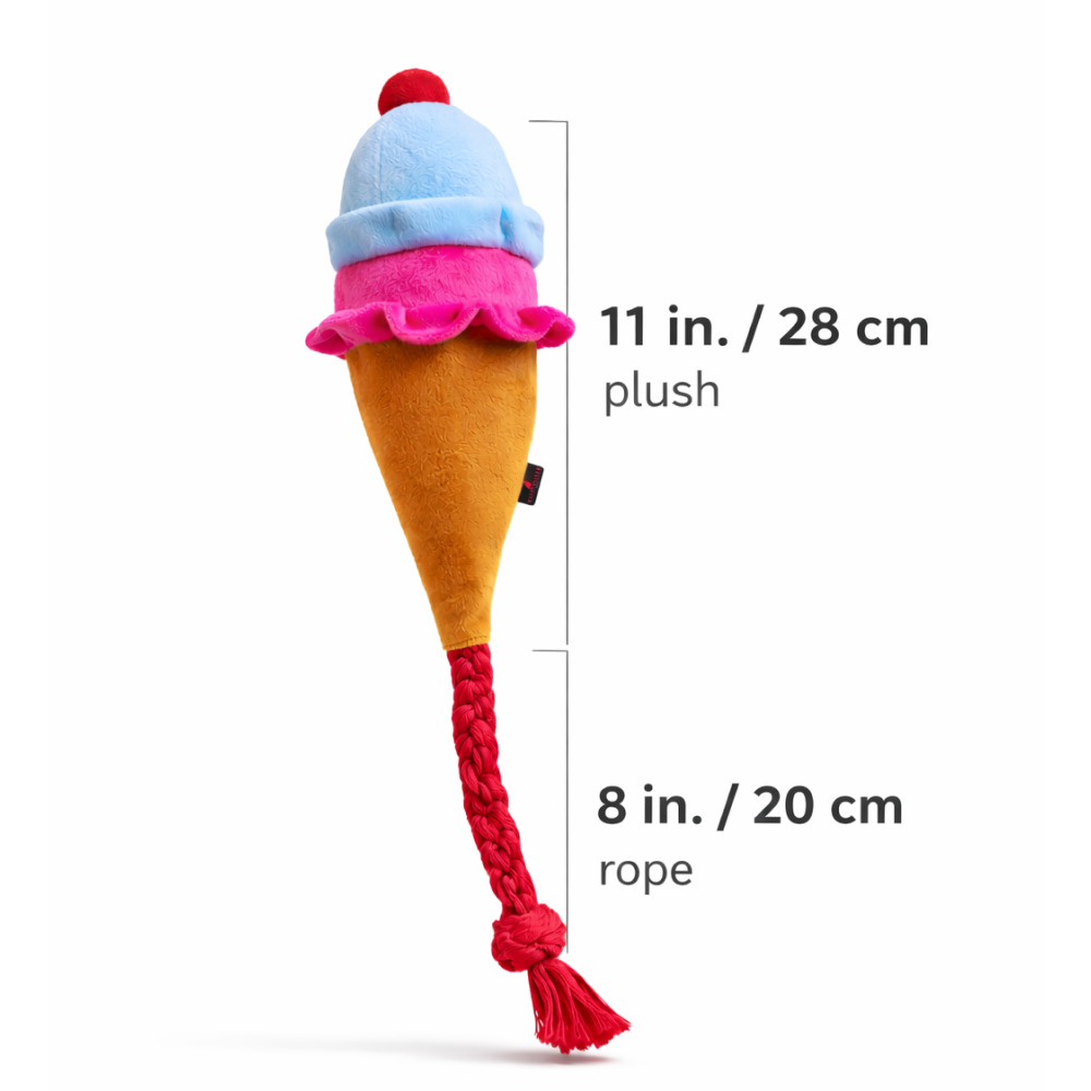 Pawgypets Ice Cream Plush with Rope Toy for Dogs