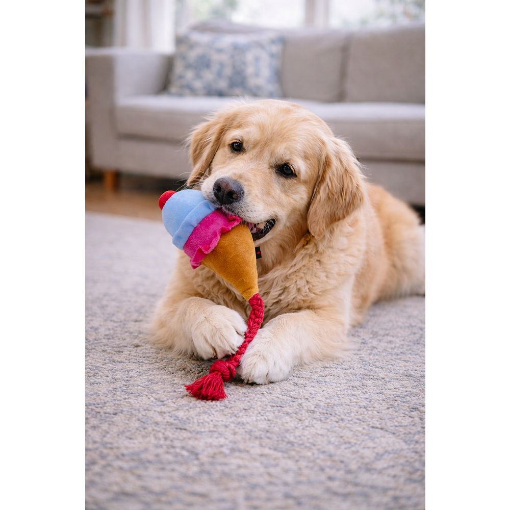 Pawgypets Ice Cream Plush with Rope Toy for Dogs