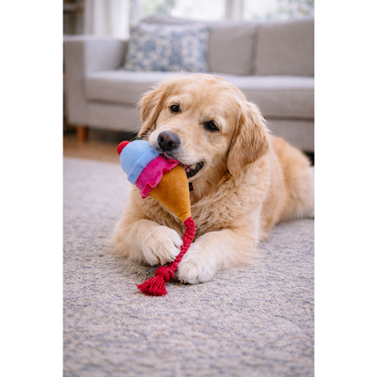 Pawgypets Ice Cream Plush with Rope Toy for Dogs