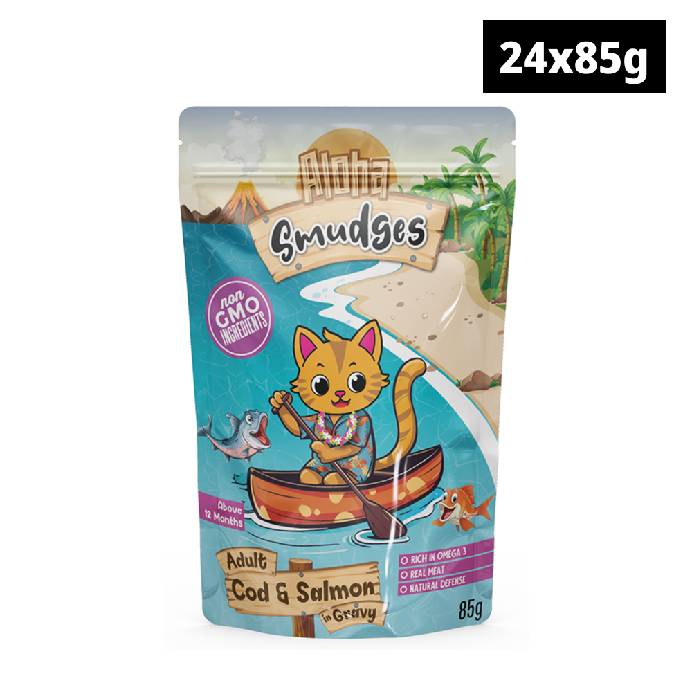 Aloha Smudges Cod and Salmon in Gravy Adult Cat Wet Food