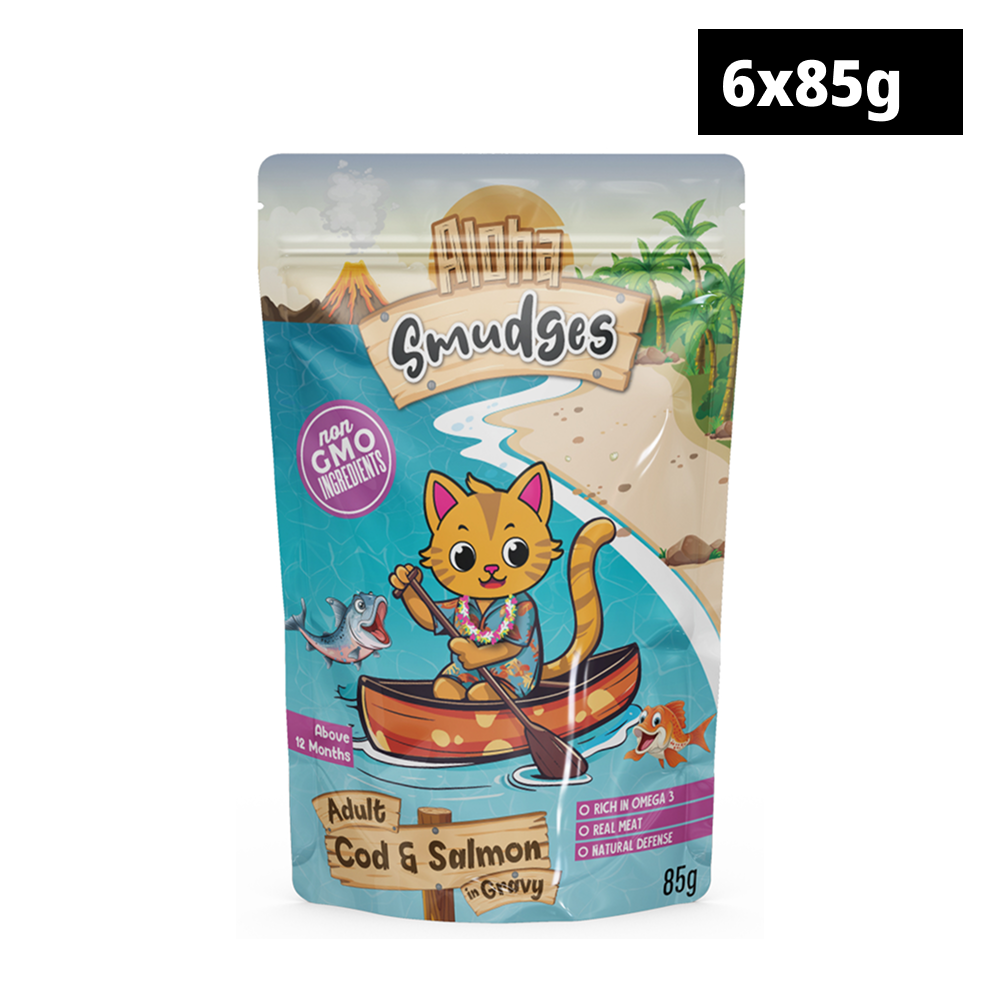 Aloha Smudges Cod and Salmon in Gravy Adult Cat Wet Food