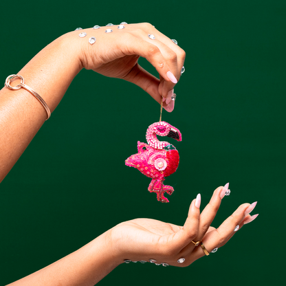 Furry Tales Holly Day Gulabo Flamingo Handcrafted Charm