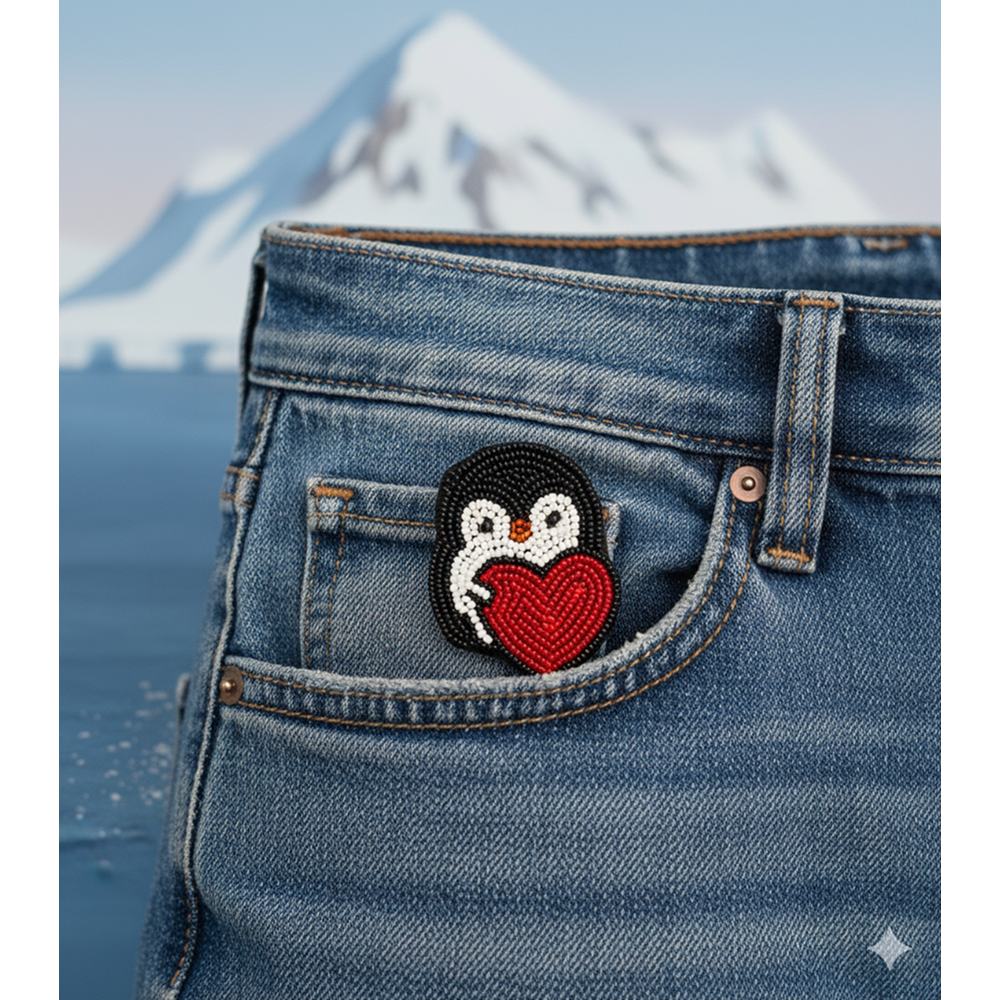 Furry Tales Pebble Penguin Handcrafted Brooch