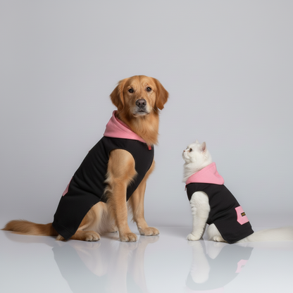 Skatrs Midnight Pop In-Style Hoodie For Dogs and Cats (Black & Neon Pink)